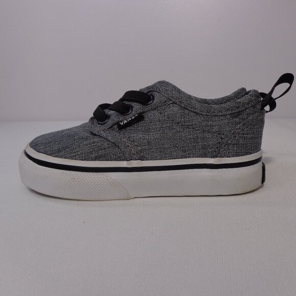 Vans Atwood Kids Low Slip On Shoes‎ Gray Chambray Toddler Boy's Size 5 - Picture 2 of 7